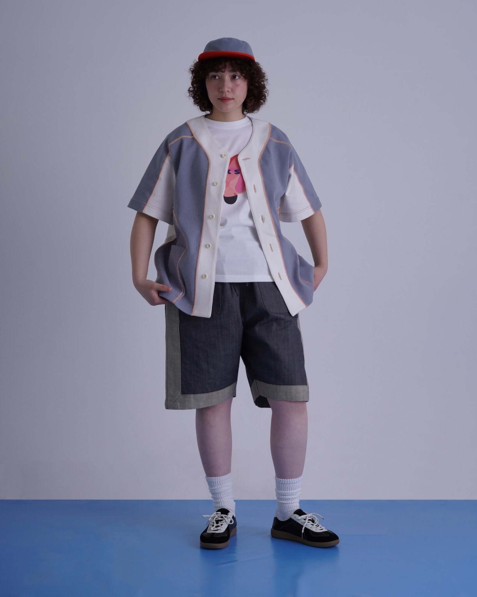 WAFFLE BASEBALL SHIRT / gray & white - TUCKSHOP