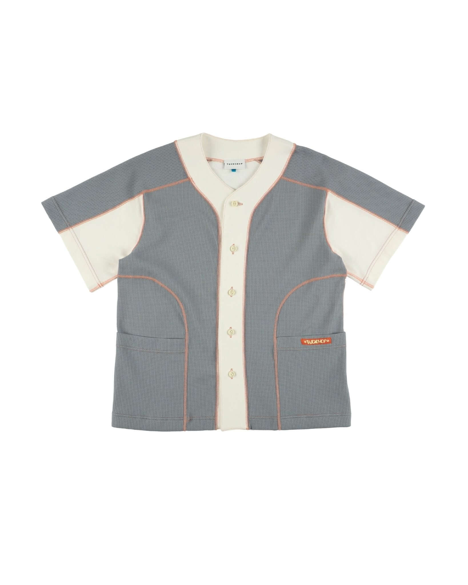 WAFFLE BASEBALL SHIRT / gray & white - TUCKSHOP