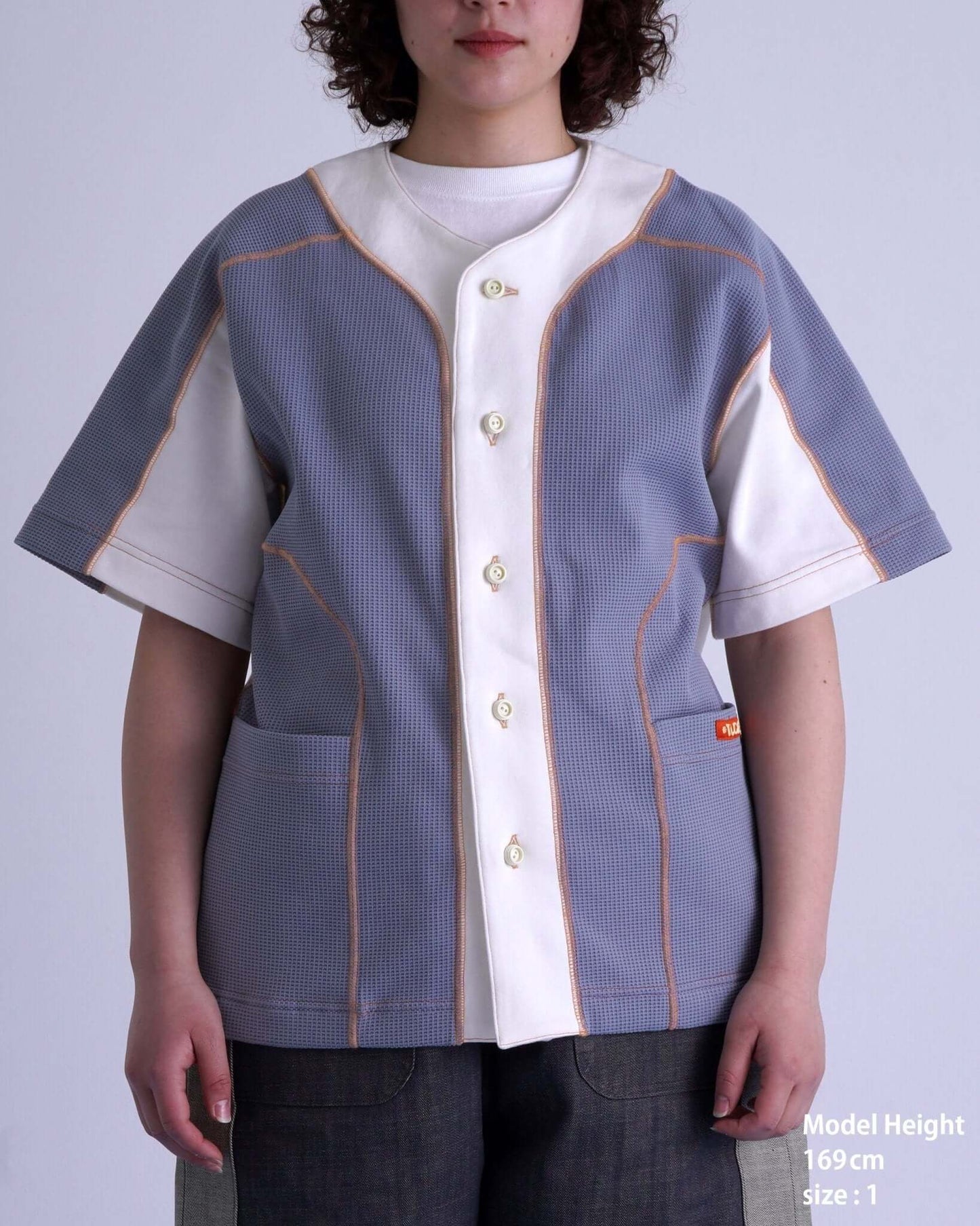 WAFFLE BASEBALL SHIRT / gray & white - TUCKSHOP