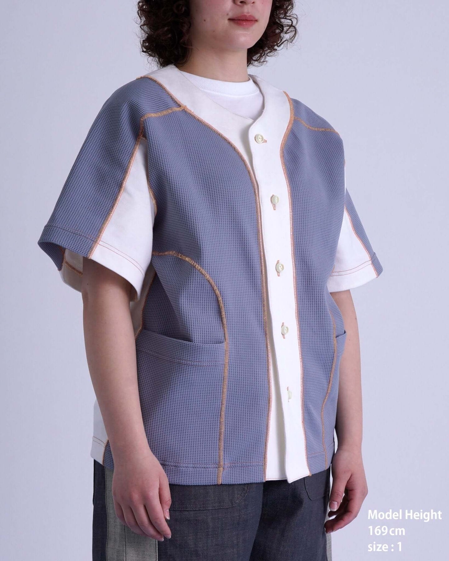 WAFFLE BASEBALL SHIRT / gray & white - TUCKSHOP