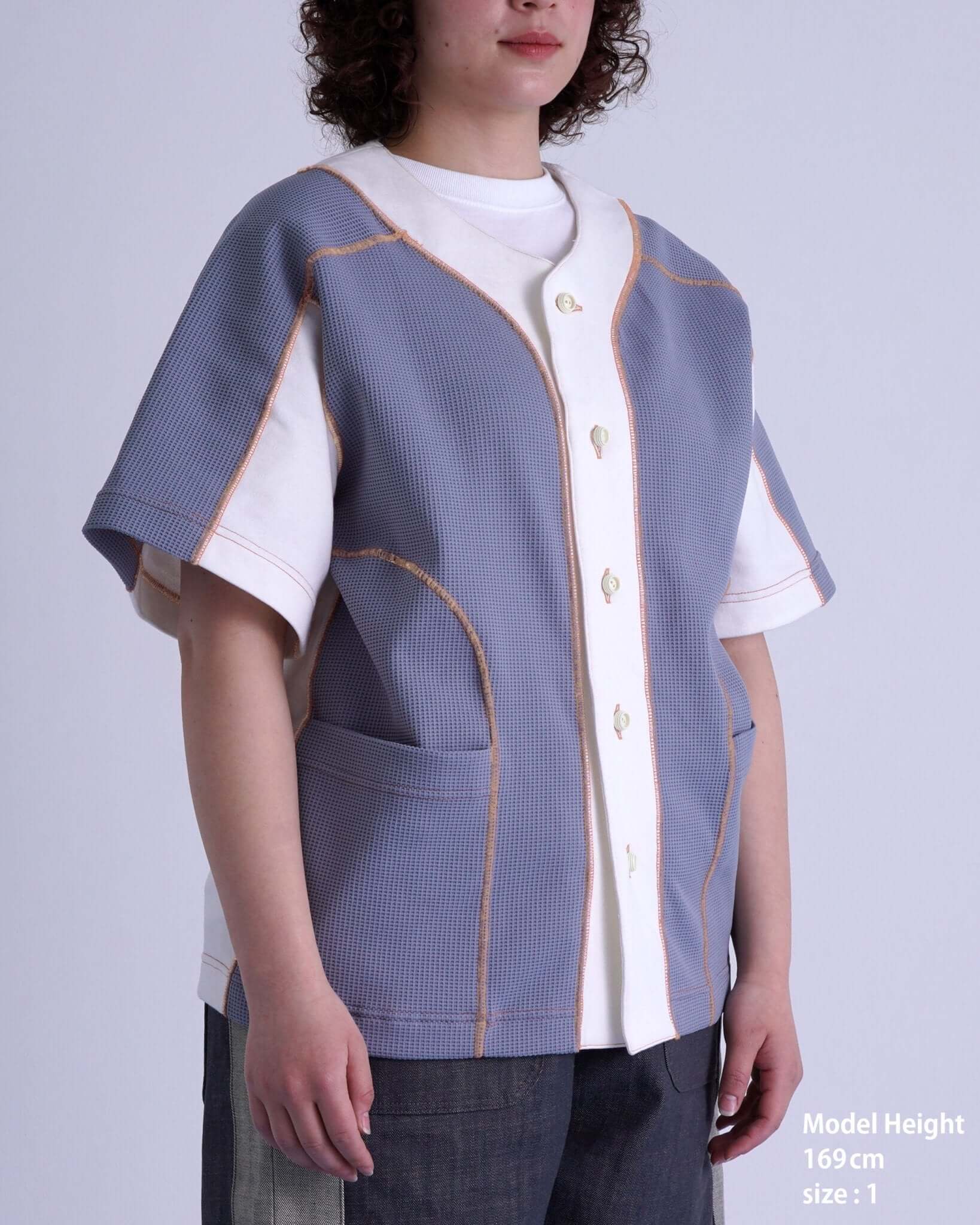 WAFFLE BASEBALL SHIRT / gray & white - TUCKSHOP