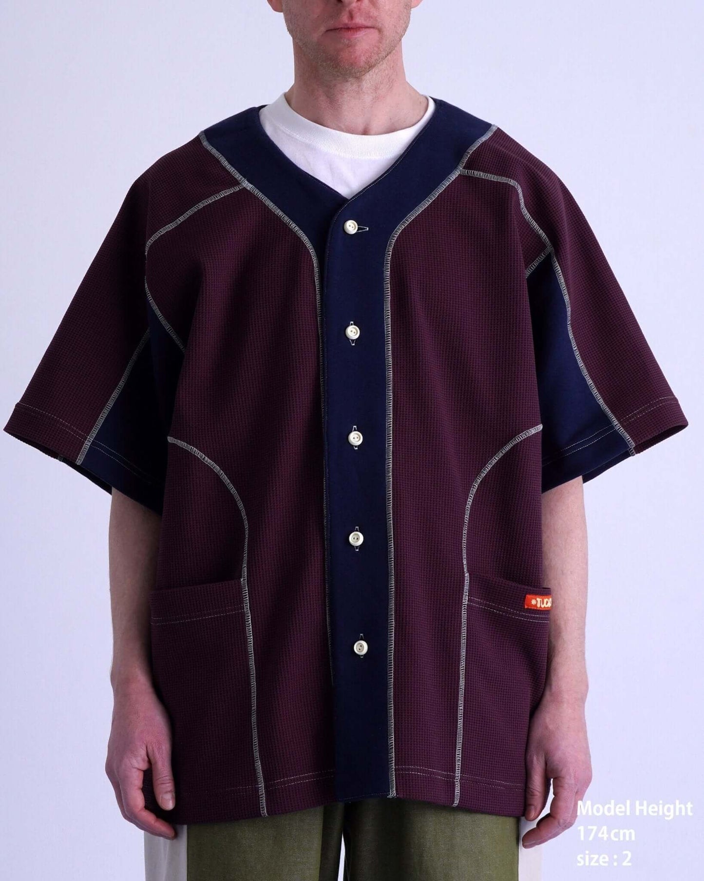 WAFFLE BASEBALL SHIRT / gray & white - TUCKSHOP
