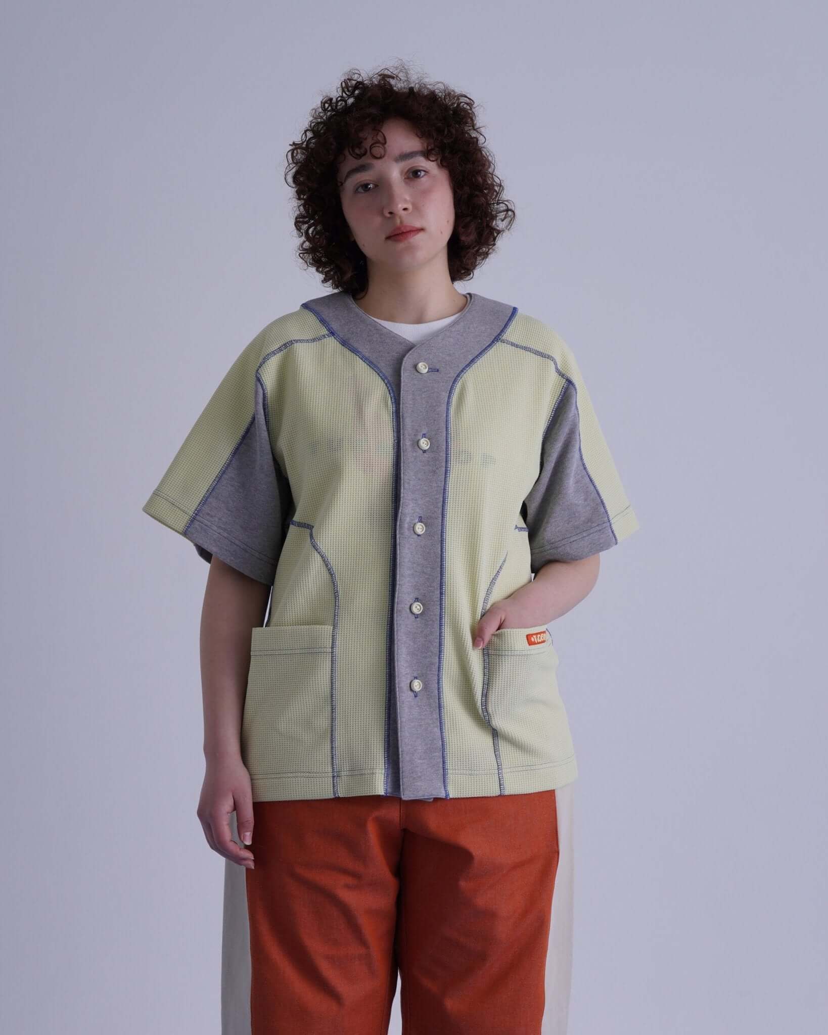 WAFFLE BASEBALL SHIRT / yellow & gray - TUCKSHOP