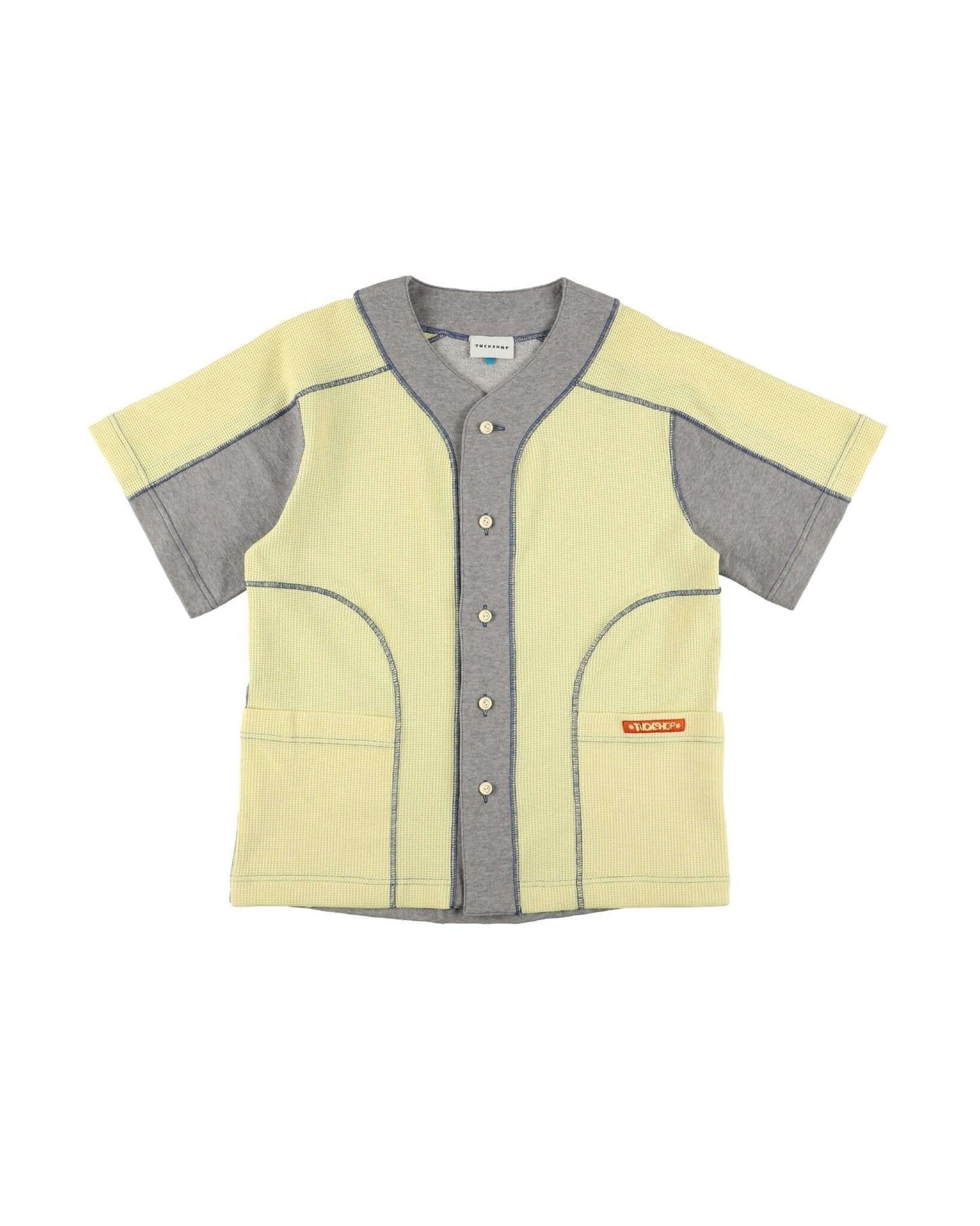 WAFFLE BASEBALL SHIRT / yellow & gray - TUCKSHOP