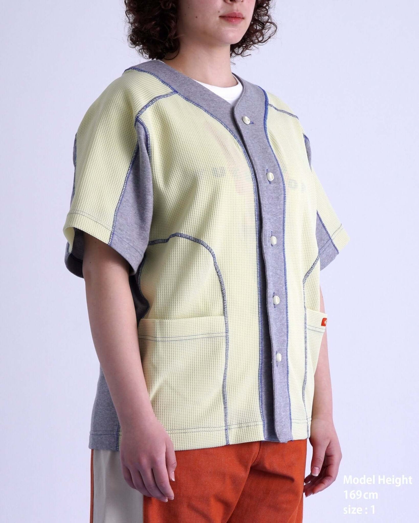 WAFFLE BASEBALL SHIRT / yellow & gray - TUCKSHOP