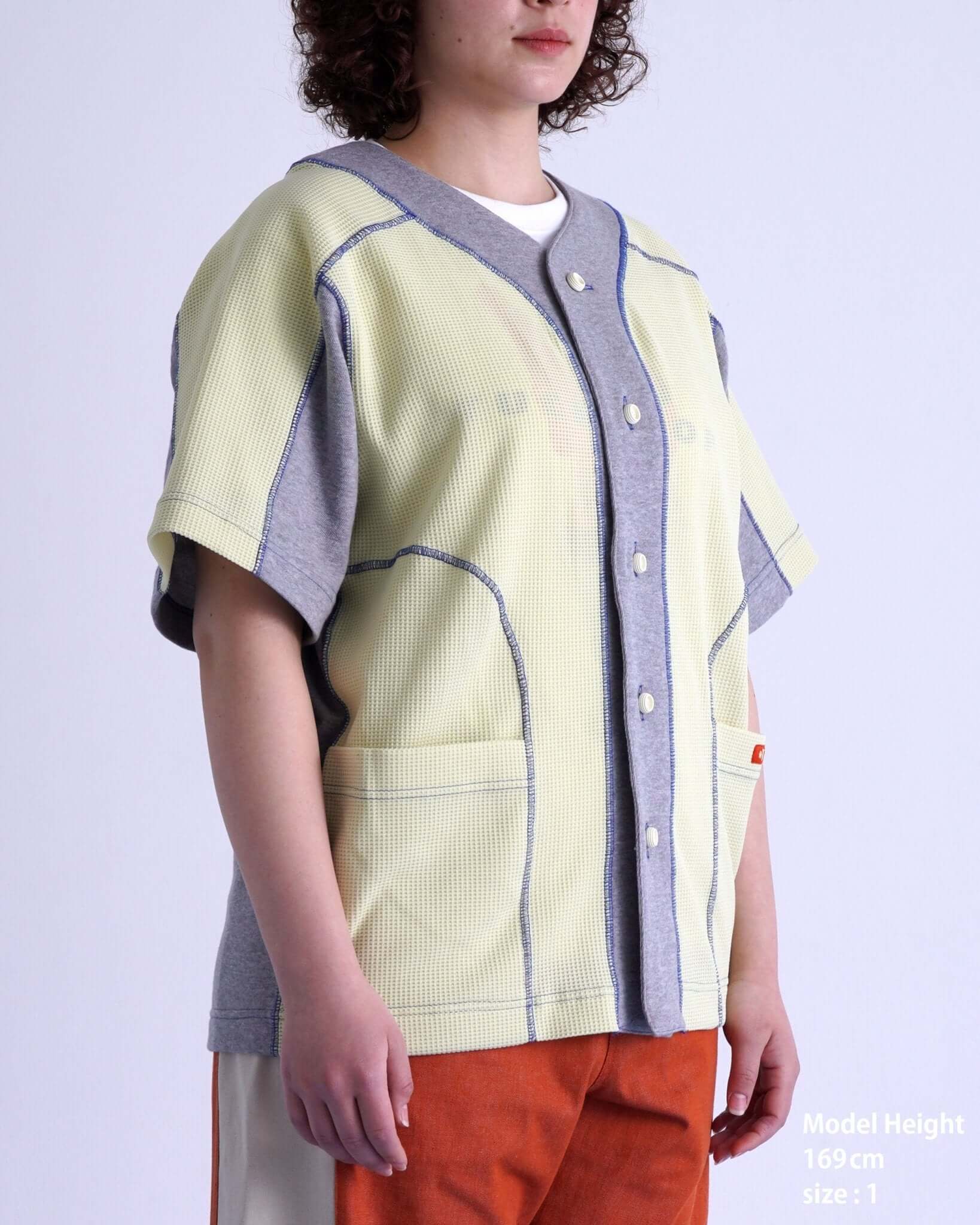 WAFFLE BASEBALL SHIRT / yellow & gray - TUCKSHOP